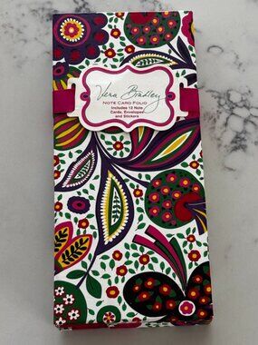 Vera Bradley Note Card Folio Set Floral Stationery Cards Organizer